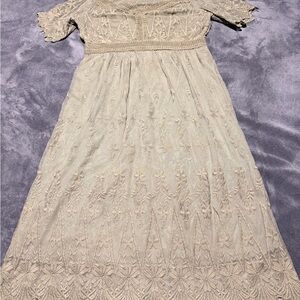 Roolee Lace Maxi Dress in Olive XL